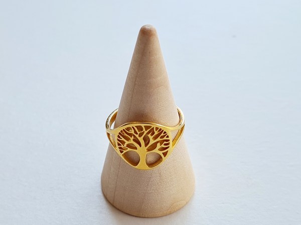 bague arbre de vie acier inoxydable dorée